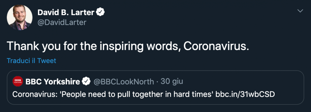 Some inspiring words from our friend Coronavirus